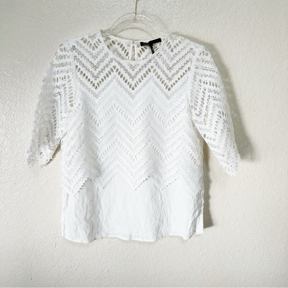 Maje Elegant White Lace Top size 2 M - Picture 8 of 10